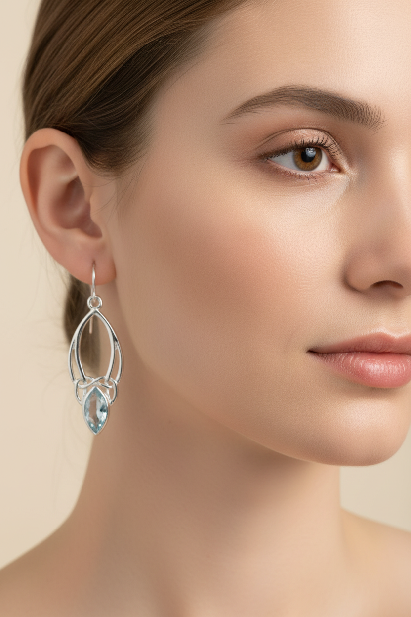 Ania Celtic Trinity Knot Blue Topaz Earrings