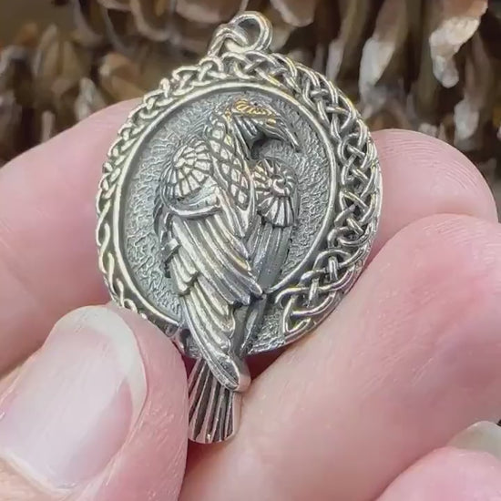 Raven Necklace, Bird Jewelry, Celtic Pendant, Silver Bird Pendant, Animal Jewelry, Pagan Jewelry, Nature Lover, Poe Jewelry, Gothic Jewelry