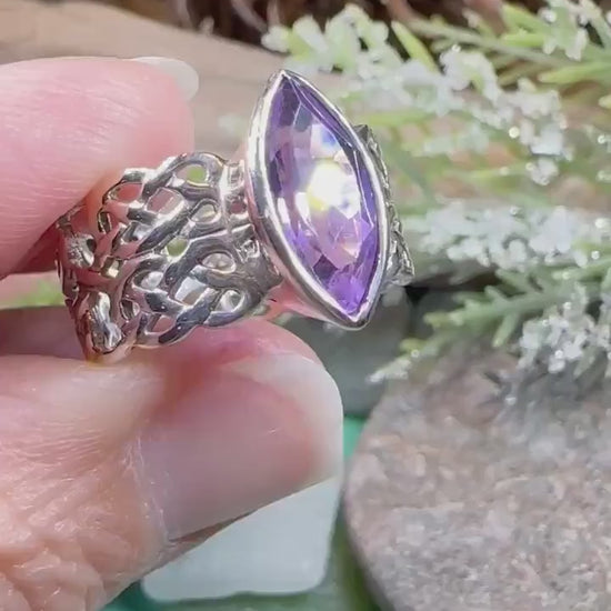 Celtic Knot Ring, Celtic Jewelry, Irish Jewelry, Amethyst Ring, Ireland Ring, Irish Dance Gift, Anniversary Gift, Bridal Ring, Promise Ring