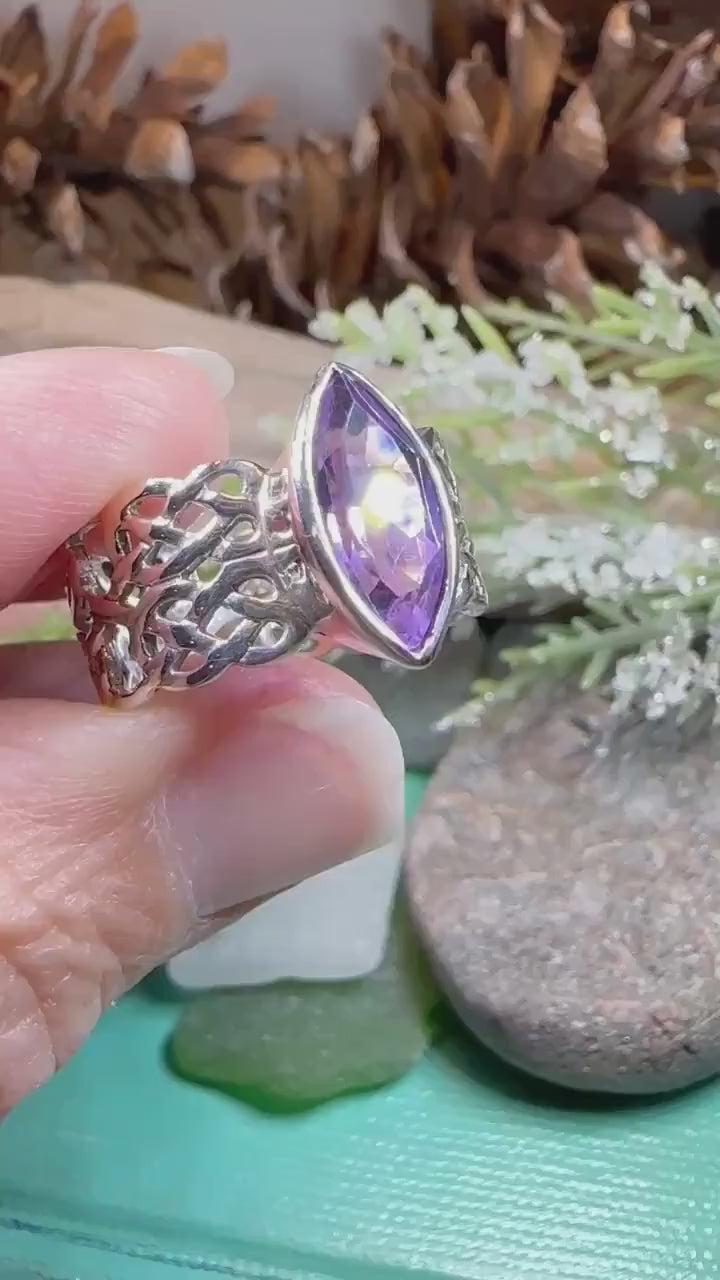 Celtic Knot Ring, Celtic Jewelry, Irish Jewelry, Amethyst Ring, Ireland Ring, Irish Dance Gift, Anniversary Gift, Bridal Ring, Promise Ring