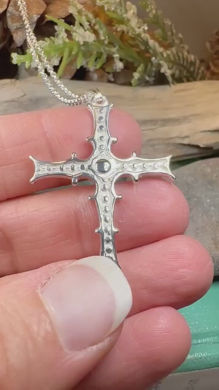 Celtic Cross Necklace, Irish Cross Pendant, Celtic Jewelry, Cong Cross, Anniversary Gift, First Communion Cross, Silver Religious Jewelry