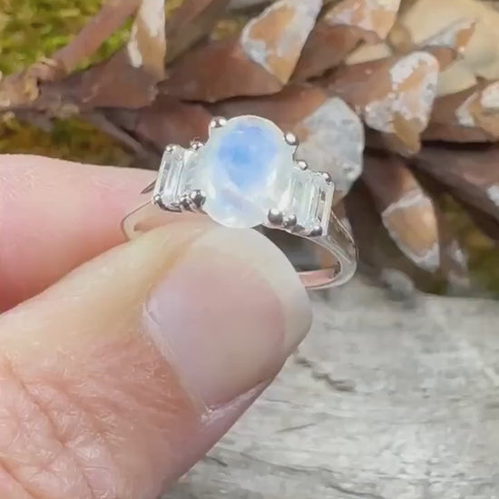 Moonstone Ring, Promise Ring, Moonstone Engagement Ring, Anniversary Gift, Pinky Ring, Boho Ring, Mom Gift, Wife Gift, Cocktail Ring