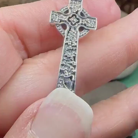 Celtic Cross Necklace, Irish Jewelry, Harp Pendant, Ireland Cross Pendant, Shamrock Jewelry, First Communion Gift, Girls Confirmation Gift