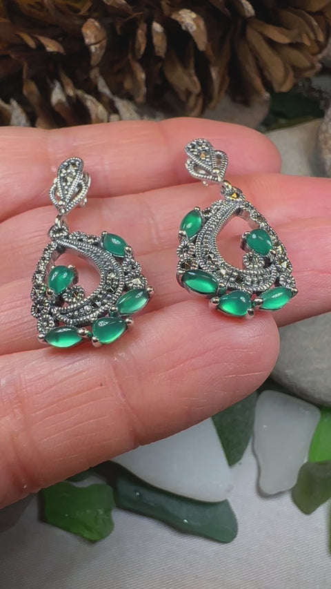 Load and play video in Gallery viewer, Bellicent Marcasite Earrings
