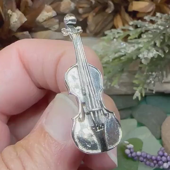 Irish Fiddle Celtic Brooch, Celtic Music Pin, Violin Jewelry, Musician Gift, Silver Violin, Orchestra, Music Teacher Gift, Orchestra Jewelry