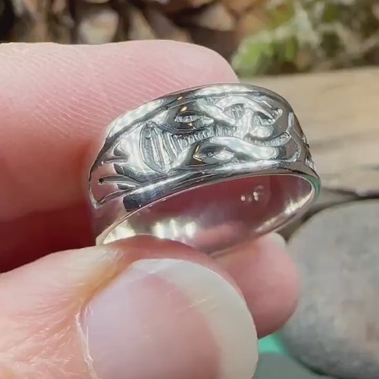 Celtic Raven Ring, Celtic Ring, Scottish Promise Ring, Spiral Ring, Irish Ring, Wedding Band, Anniversary Gift, Ireland Ring, Wiccan Ring