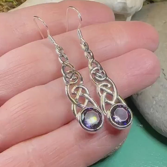 Celtic Earrings, Irish Jewelry, Scotland Jewelry, Boho Mom Gift, Anniversary Gift, Ireland Amethyst Earrings, Wife Gift, Graduation Gift