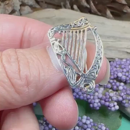 Celtic Harp Brooch, Celtic Pin, Irish Harp Jewelry, Irish Dancer Gift, Celtic Harp, Irish Gift, Mom Gift, Saint Patrick's Day, Wife Gift