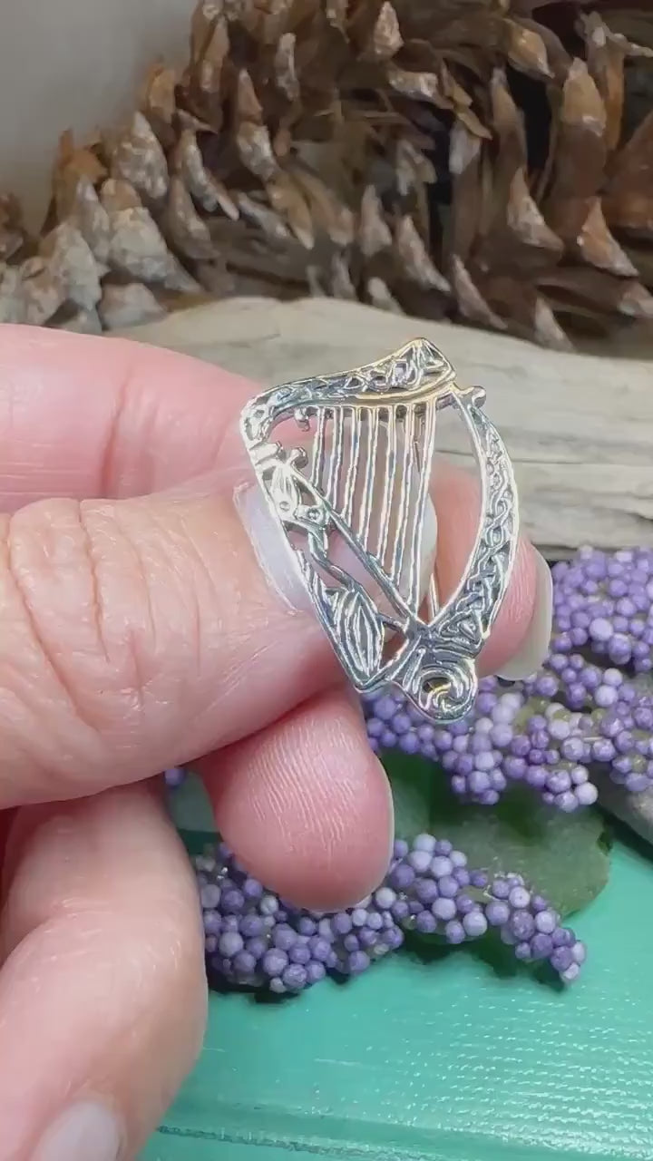 Celtic Harp Brooch, Celtic Pin, Irish Harp Jewelry, Irish Dancer Gift, Celtic Harp, Irish Gift, Mom Gift, Saint Patrick's Day, Wife Gift