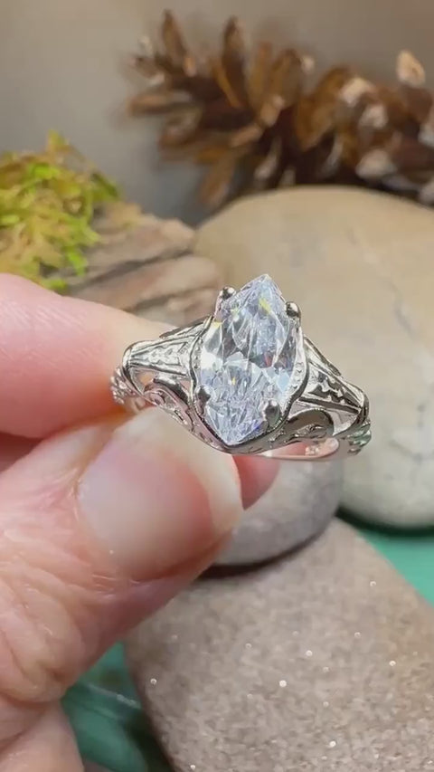 Load and play video in Gallery viewer, Celtic Engagement Ring, Celtic Jewelry, Irish Promise Ring, Irish Ring, Irish Dance Gift, Anniversary Gift, Vintage Bridal Ring

