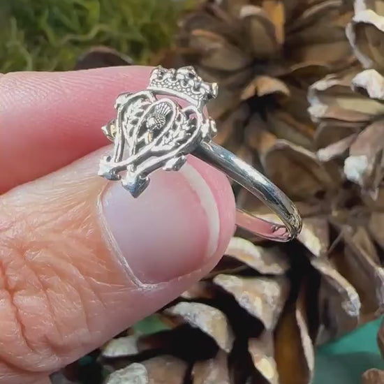 Luckenbooth Ring, Outlander Jewelry, Thistle Ring, Scotland Jewelry, Bridal Jewelry, Sterling Silver, Heart Ring, Promise Ring, Wife Gift