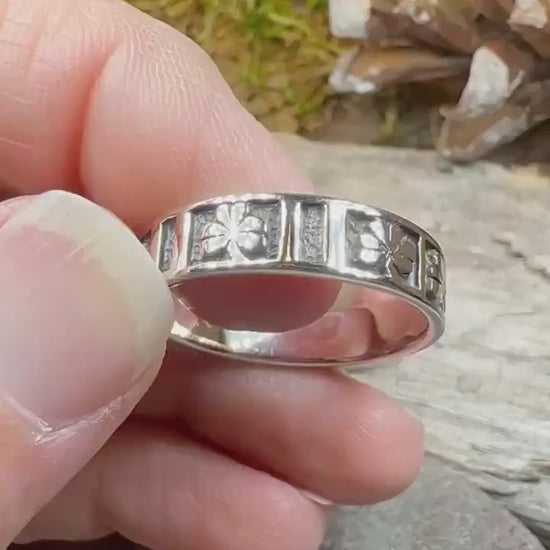 Shamrock Ring, Celtic Band Ring, Irish Jewelry, Clover Jewelry, Ireland Gift, Irish Dance Gift, Anniversary Gift, Wedding Band
