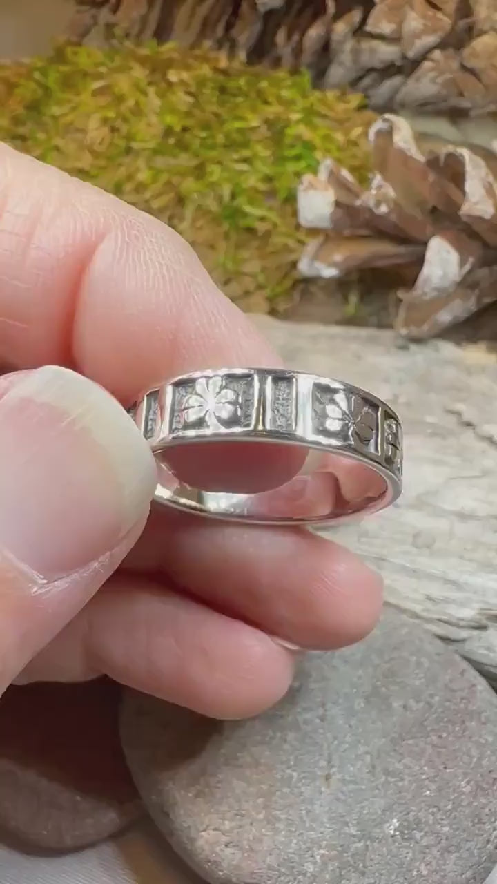 Shamrock Ring, Celtic Band Ring, Irish Jewelry, Clover Jewelry, Ireland Gift, Irish Dance Gift, Anniversary Gift, Wedding Band