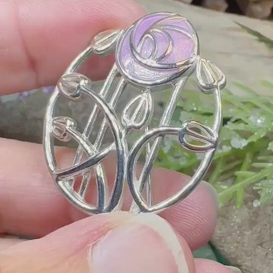 Mackintosh Roses Brooch, Scotland Jewelry, Mackintosh Jewelry, Celtic Pin, Scarf Pin, Scottish Silver Brooch, Mom Gift, Graduation Gift