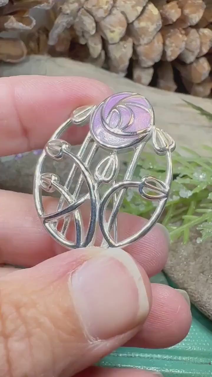 Mackintosh Roses Brooch, Scotland Jewelry, Mackintosh Jewelry, Celtic Pin, Scarf Pin, Scottish Silver Brooch, Mom Gift, Graduation Gift