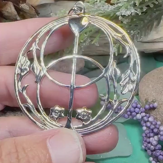 Chalice Well Necklace, Irish Jewelry, Large Celtic Pendant, Scotland Jewelry, Anniversary Gift, Ireland Gift, Peace Jewelry, Spiritual Gift