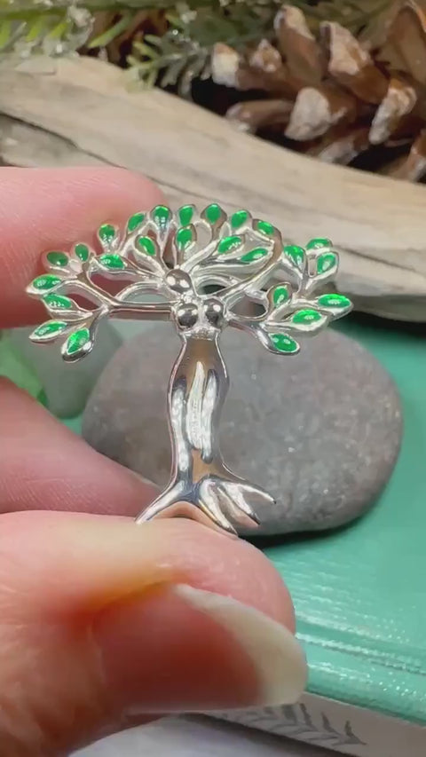 Load and play video in Gallery viewer, Tree of Life Necklace, Celtic Goddess Jewelry, Irish Jewelry, Anniversary Gift, Bridal Jewelry, Norse Jewelry, Danu Pendant, Yoga Jewelry
