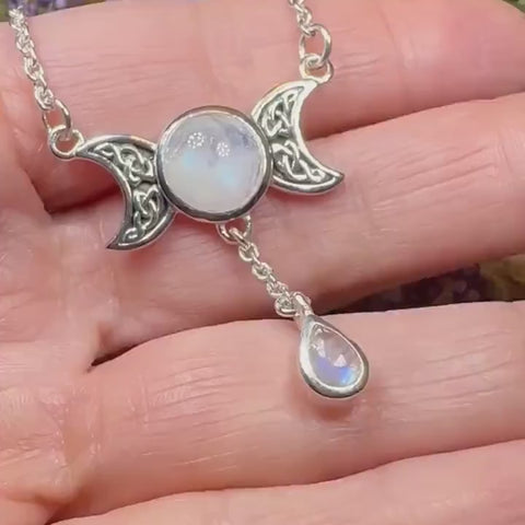 Load and play video in Gallery viewer, Celtic Moon Necklace in Sterling Silver
