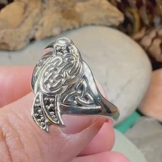 Raven Ring, Celtic Ring, Bird Jewelry, Crow Ring, Nature Jewelry, Norse Ring, Anniversary Gift, Wiccan Jewelry, Pagan Jewelry, EA Poe Gift