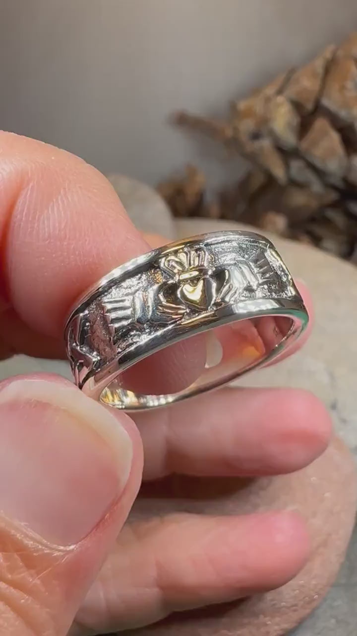 Celtic Ring, Irish Wedding Ring, Ireland Ring, Claddagh Ring, Irish Ring, Promise Ring, Anniversary Gift, Silver Wedding Band, Ireland Gift