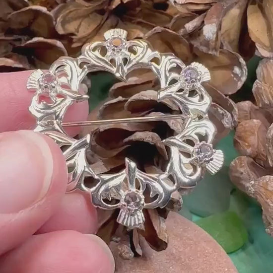 Thistle Brooch, Scotland Pin, Silver Celtic Jewelry, Mom Gift, Scarf Pin, Wife Gift, Outlander Jewelry, Flower Jewelry, Burns Day Gift