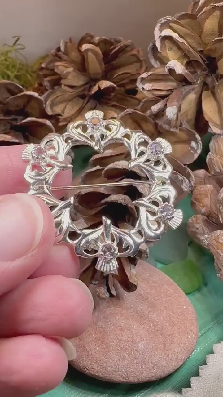 Thistle Brooch, Scotland Pin, Silver Celtic Jewelry, Mom Gift, Scarf Pin, Wife Gift, Outlander Jewelry, Flower Jewelry, Burns Day Gift