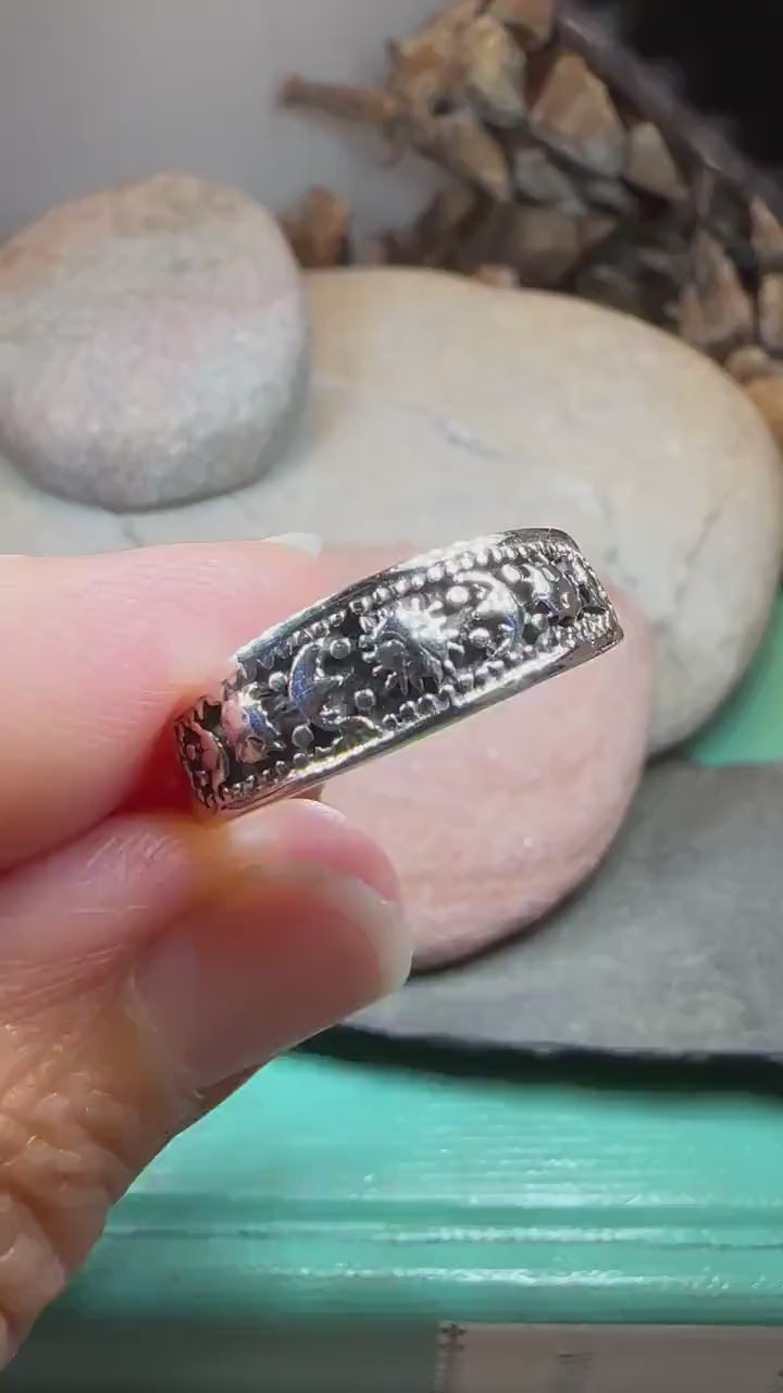 Crescent Moon Ring, Astronomy Ring, Celestial Ring, Outer Space Jewelry, Sun Ring, Science Lover Gift, Wiccan Jewelry, Boho Ring, Mom Gift