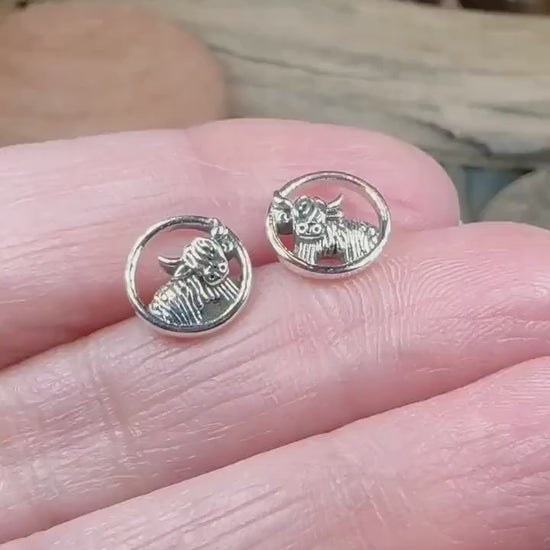 Highland Cow Earrings, Scotland Jewelry, Hairy Coo Gift, Animal Jewelry, Thistle Jewelry, Anniversary Gift, Scottish Gifts, Nature Jewelry