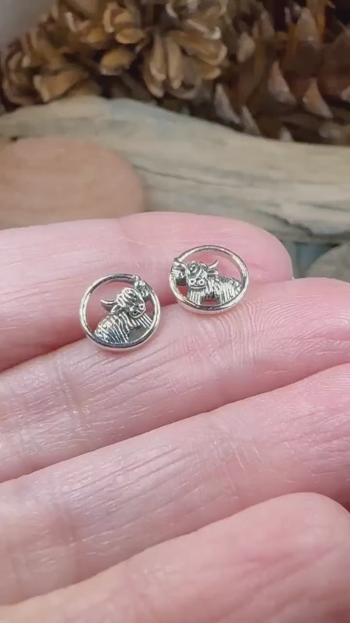 Highland Cow Earrings, Scotland Jewelry, Hairy Coo Gift, Animal Jewelry, Thistle Jewelry, Anniversary Gift, Scottish Gifts, Nature Jewelry