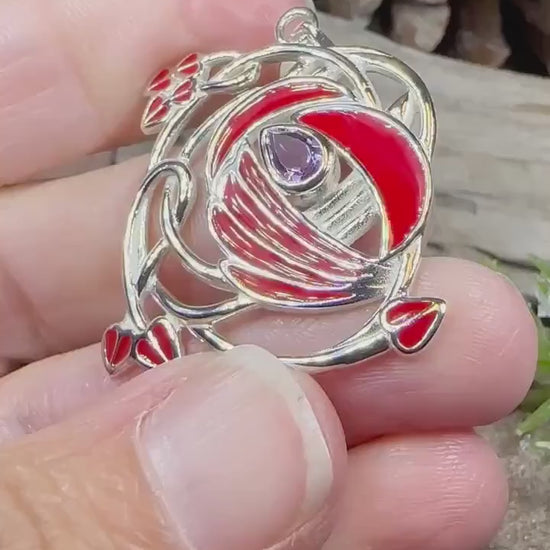 Mackintosh Necklace, Scotland Jewelry, Celtic Pendant, Rose Jewelry, Art Deco Pendant, Anniversary Gift, Scottish Necklace, Wife Gift
