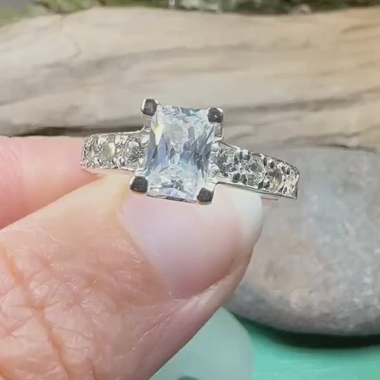 Celtic Engagement Ring, Diamond Promise Ring, Solitaire Ring, Princess Cut Ring, Celtic Knot Jewelry, Anniversary Gift, Ladies Cocktail Ring