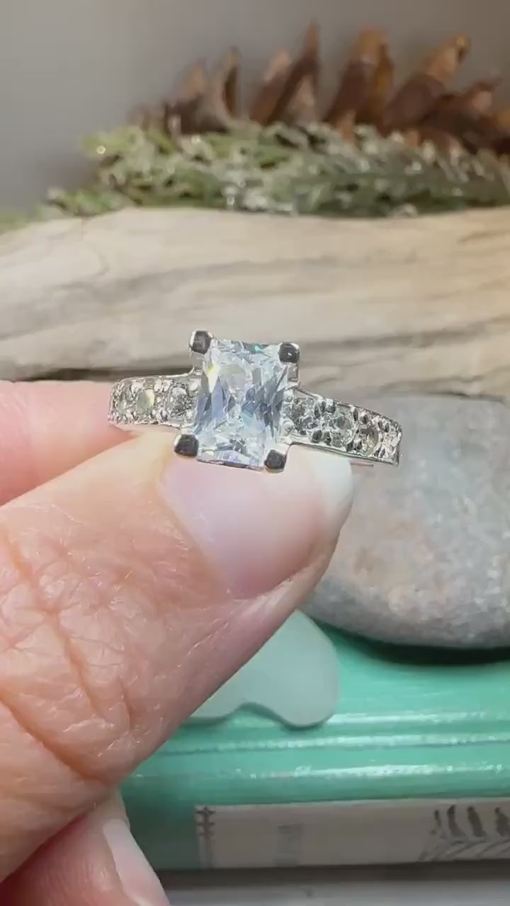 Celtic Engagement Ring, Diamond Promise Ring, Solitaire Ring, Princess Cut Ring, Celtic Knot Jewelry, Anniversary Gift, Ladies Cocktail Ring