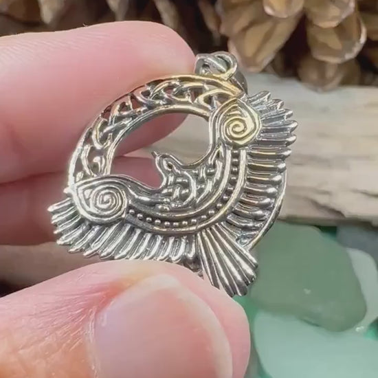 Raven Necklace, Bird Jewelry, Celtic Pendant, Silver Bird Pendant, Animal Jewelry, Pagan Jewelry, Nature Lover, Poe Jewelry, Gothic Jewelry