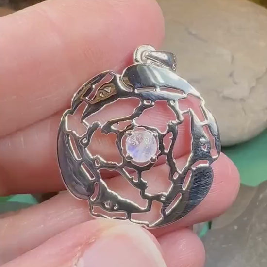 Raven Necklace, Bird Jewelry, Celtic Pendant, Silver Bird Pendant, Triquetra, Pagan Jewelry, Triple Spiral, Poe Jewelry, Gothic Jewelry