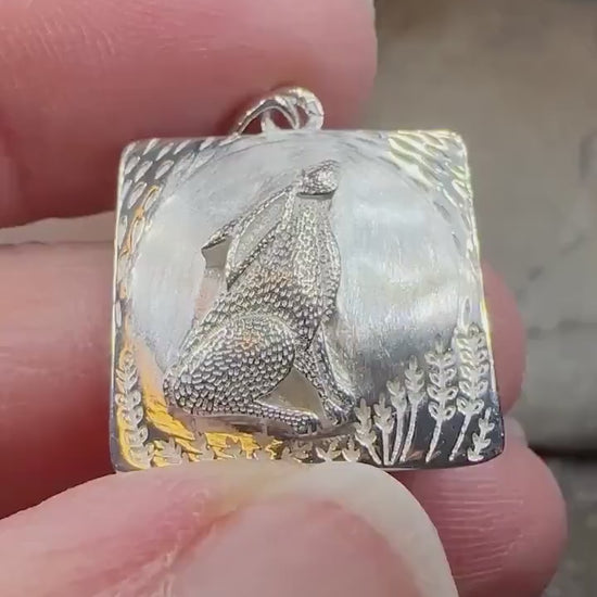 Rabbit Necklace, Nature Jewelry, Full Moon Pendant, Hare Necklace, Bunny, Animal Jewelry, New Beginnings, Inspirational Gift, Wiccan Jewelry