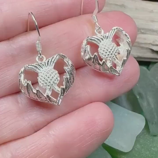 Thistle Earrings, Celtic Jewelry, Silver Scottish Earrings, Outlander Jewelry, Flower Jewelry, Mom Gift, Nature Jewelry, Large Drop Earrings