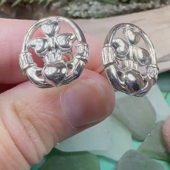Claddagh Cuff Links, Irish Jewelry, Mens Celtic Jewelry, Silver Gift for Him, Dad Gift, Groom Gift, Dad Gift, Graduation Gift, Shamrock Gift