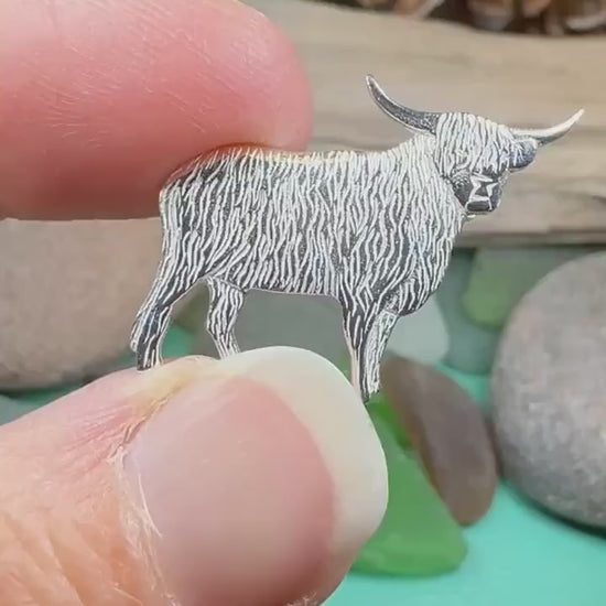 Highland Cow Brooch, Highland Coo, Scottish Pin, Anniversary Gift, Scotland Pin, Cow Lover Gift Cattle, Rancher, Silver Hairy Coo, Wife Gift