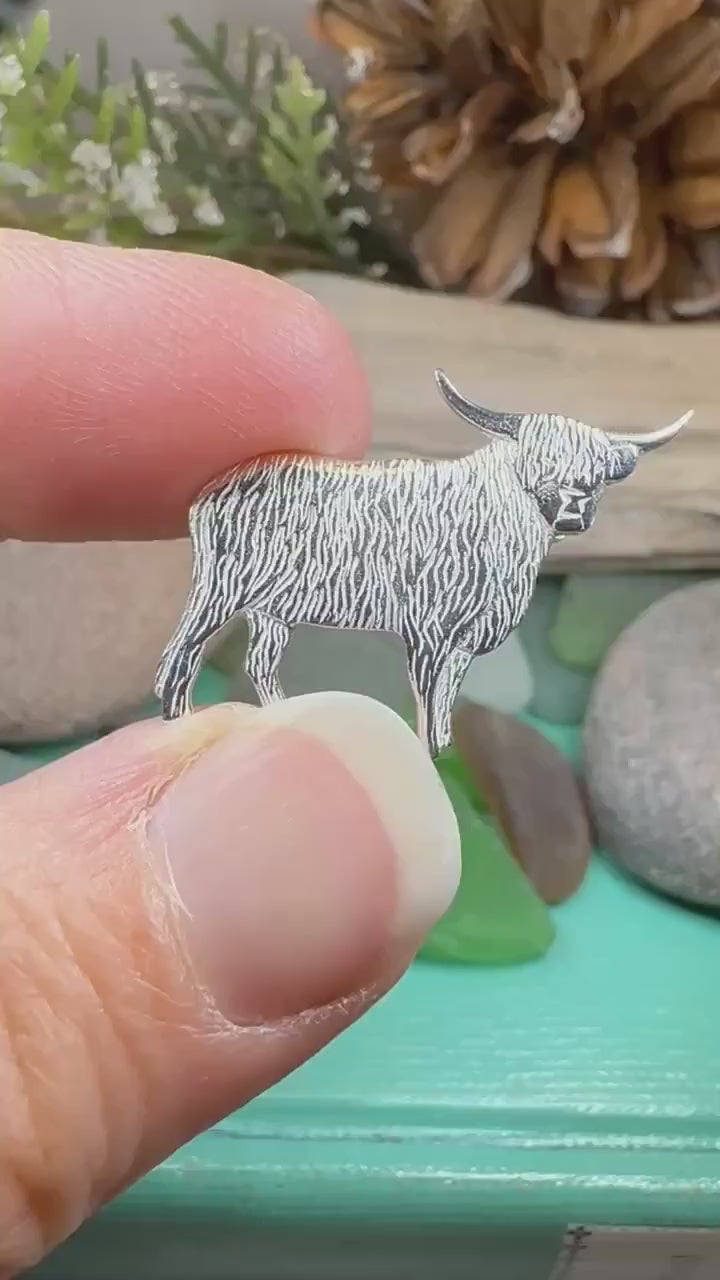 Highland Cow Brooch, Highland Coo, Scottish Pin, Anniversary Gift, Scotland Pin, Cow Lover Gift Cattle, Rancher, Silver Hairy Coo, Wife Gift