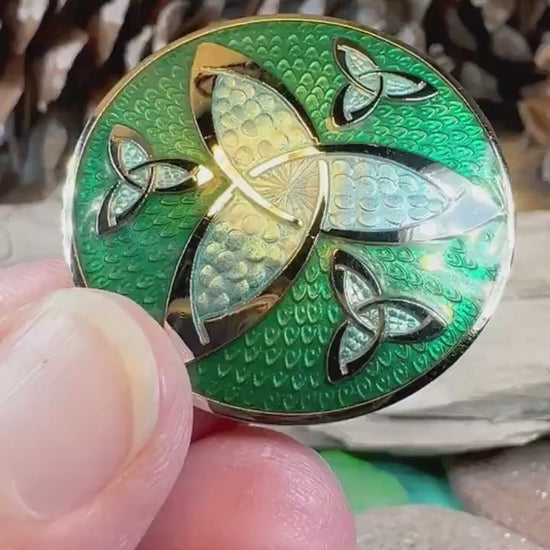 Celtic Brooch, Trinity Knot Jewelry, Irish Jewelry, Scotland Jewelry, Anniversary Gift, Viking Brooch, Enamel Celtic Pin, Scottish Brooch