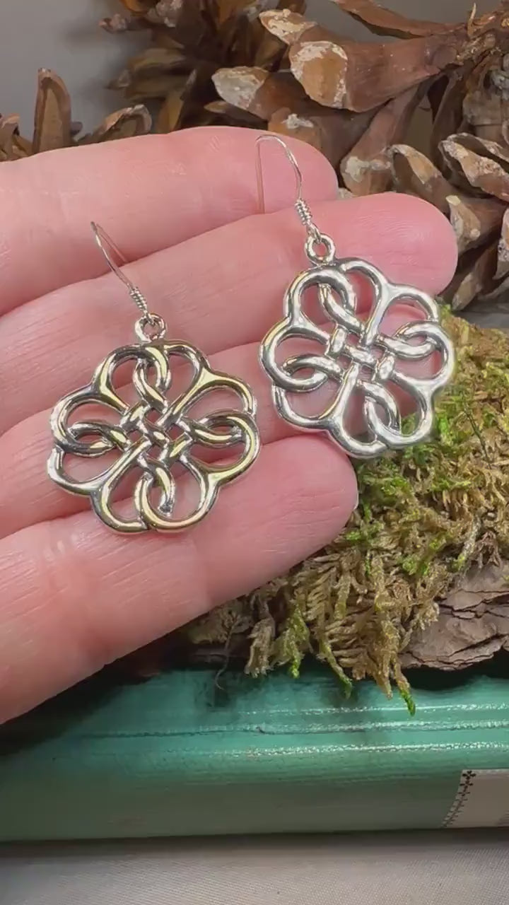 Celtic Knot Earrings, Irish Jewelry, Scottish Dangle Earrings, Anniversary Gift, Scotland Jewelry, Wife Gift, Love Knot Jewelry, Mom Gift