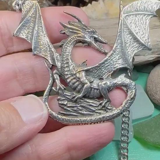 Dragon Necklace, Celtic Jewelry, Pagan Jewelry, Gothic Necklace, Wiccan Jewelry, Welsh Dragon Pendant, Pagan Jewelry, Wales Jewelry