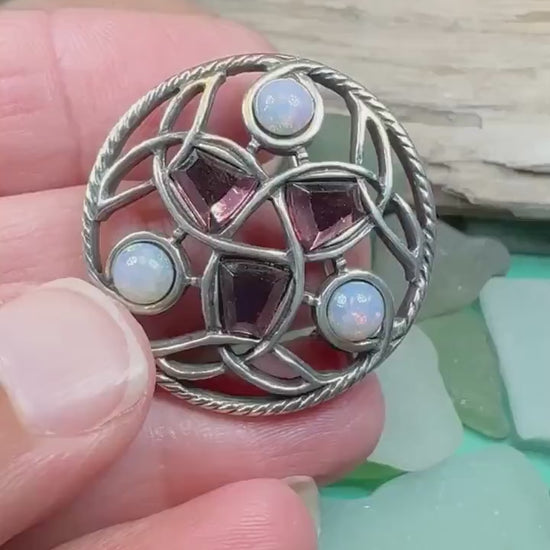 Celtic Knot Brooch, Celtic Jewelry, Irish Jewelry, Scotland Jewelry, Opal Celtic Brooch, Celtic Pin, Wife Gift, Wiccan Pin, Scottish Gift