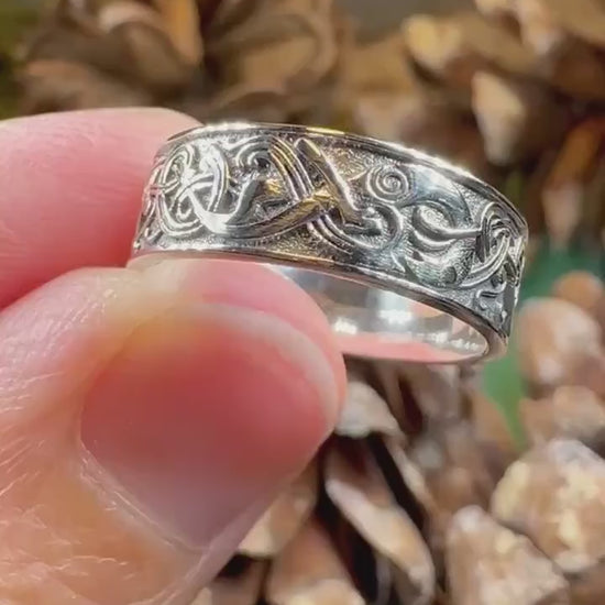 Celtic Raven Ring, Celtic Ring, Promise Ring, Silver Boho Ring, Irish Ring, Irish Dance Gift, Anniversary Gift, Ireland Ring, Wiccan Ring