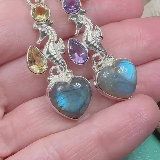 Seahorse Necklace, Sea Life Pendant, Labradorite Jewelry, Nautical Jewelry, Mom Gift, Anniversary Gift, Beach Lover Gift, Ocean Jewelry