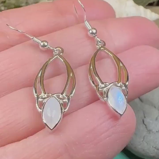 Trinity Knot Earrings, Celtic Jewelry, Irish Jewelry, Celtic Knot Jewelry, Bridal Jewelry, Moonstone, Scotland Jewelry, Mom Gift, Wife Gift