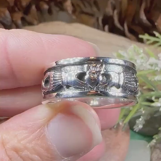 Celtic Ring, Irish Wedding Ring, Ireland Ring, Claddagh Ring, Irish Ring, Promise Ring, Anniversary Gift, Silver Wedding Band, Ireland Gift