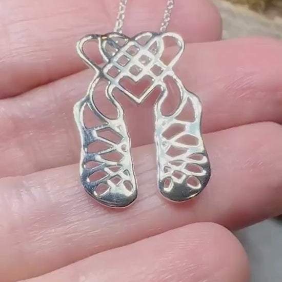 Irish Dance Shoes Necklace, Ghillies Necklace, Celtic Jewelry, Irish Dancer Gift, Girl's Ireland Pendant, Irish Soft Shoe, Dance Jewelry