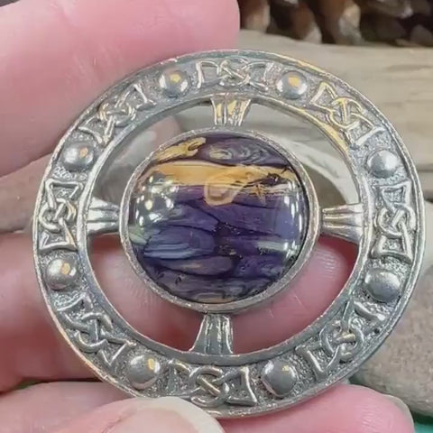 Load and play video in Gallery viewer, Celtic Heathergems Brooch - Handmade in Scotland
