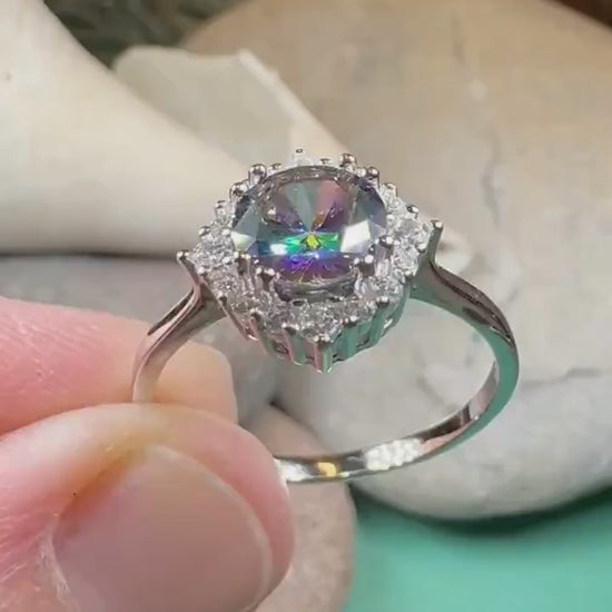 Mystic Topaz Engagement Ring, Scotland Ring, Statement Ring, Rainbow Topaz Boho Ring, Celtic Jewelry, Anniversary Gift, Girls Promise Ring